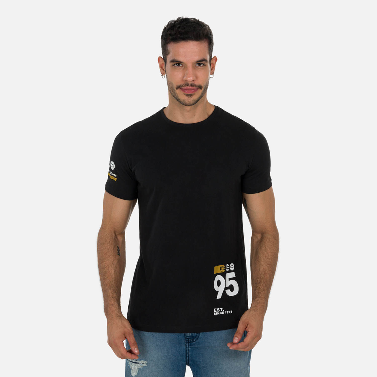 Camiseta Estampado Localizado Color Negro Para Hombre