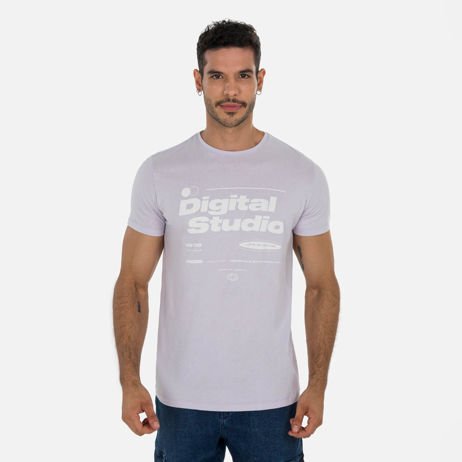 Camiseta Estampado Localizado Color Lavanda Digital Para Hombre