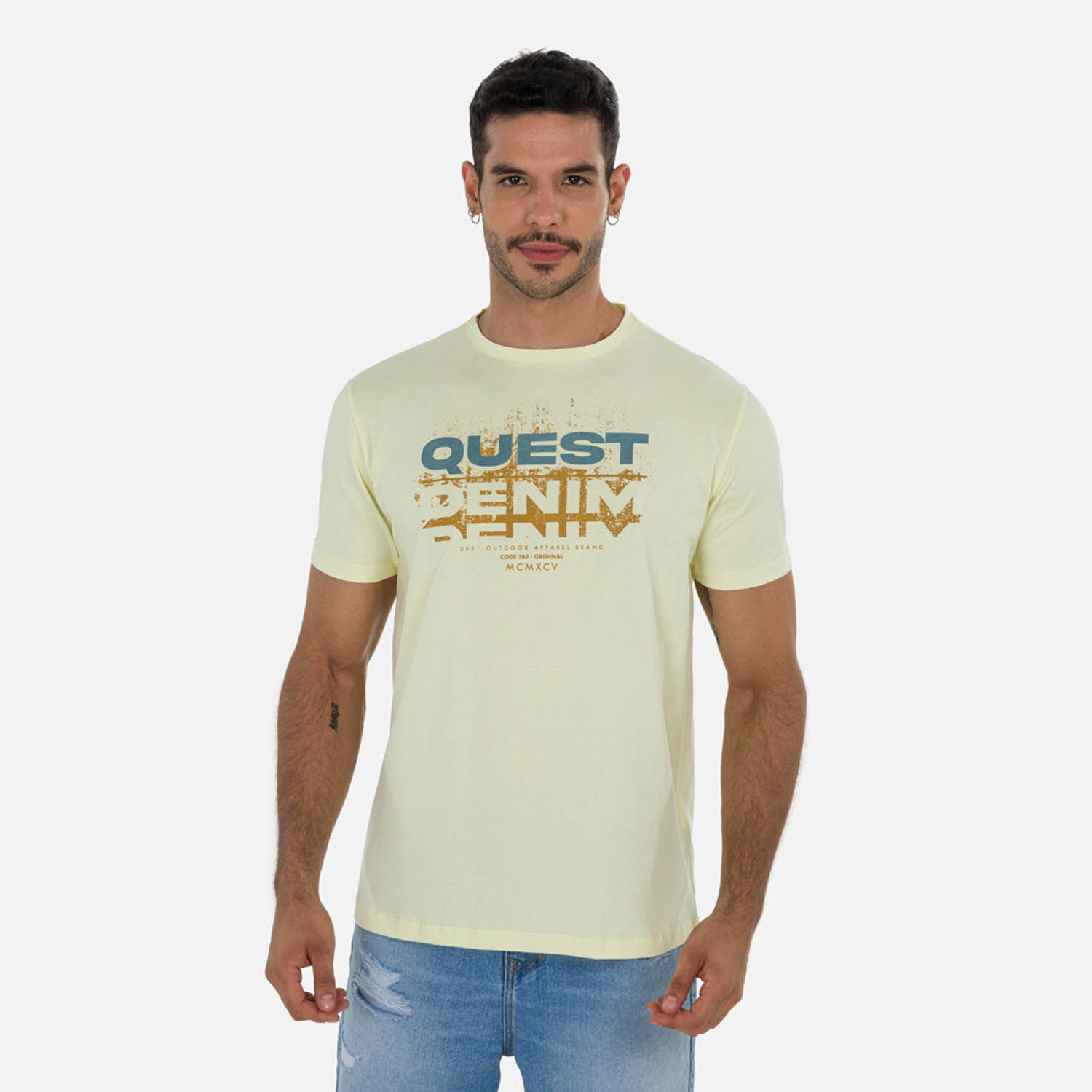 Camiseta Estampado Localizado Color Banana Palido Para Hombre