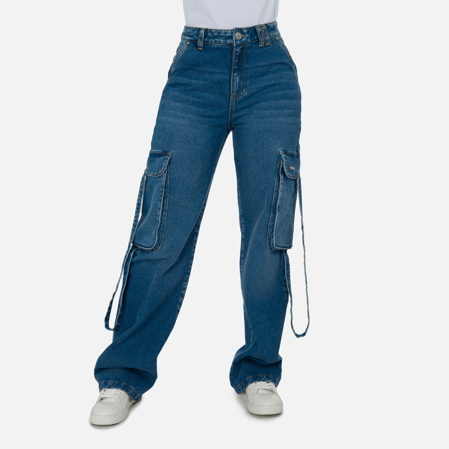 Jean Straight Color Azul Medio Para Mujer