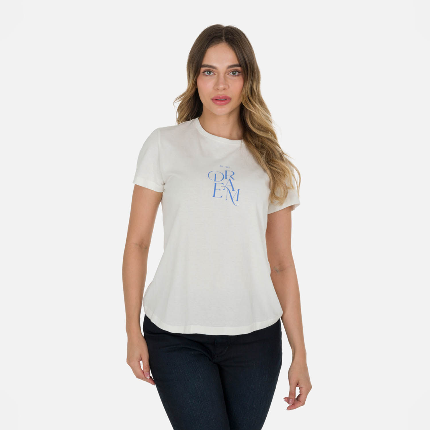 Camiseta Estampado Localizado Color Crudo Para Mujer