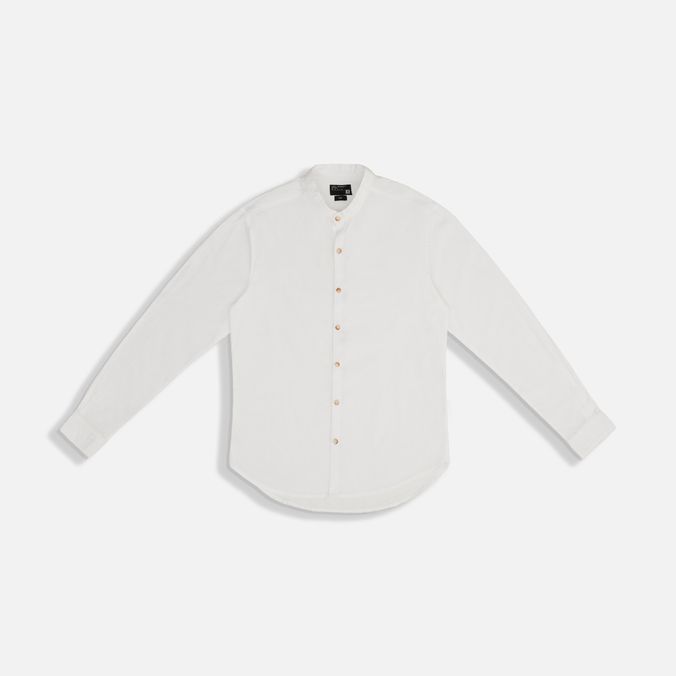 Camisa Manga Larga Color Blanco Para Hombre