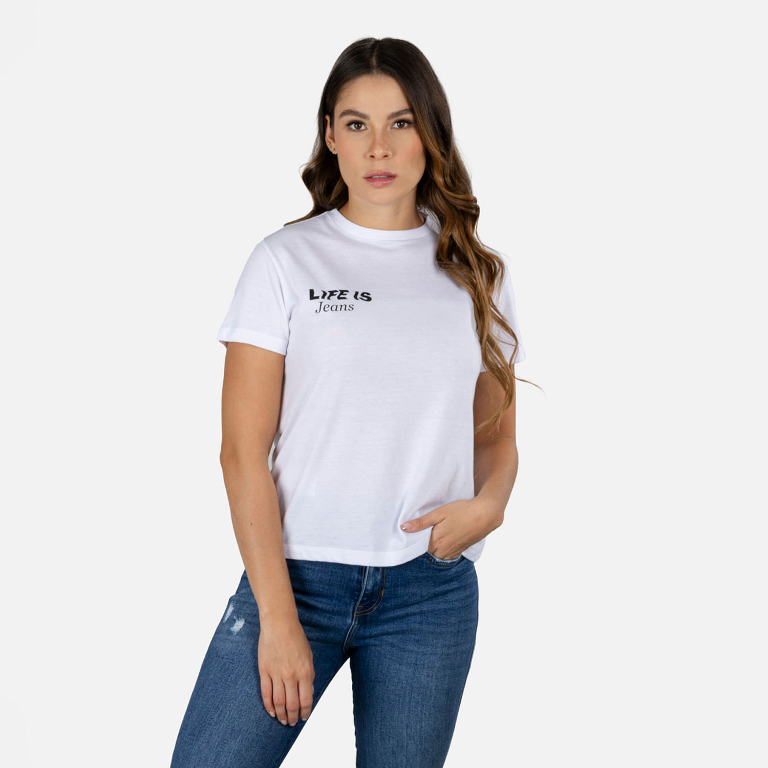 Camiseta Estampado Localizado Color Blanco Blanco Para Mujer