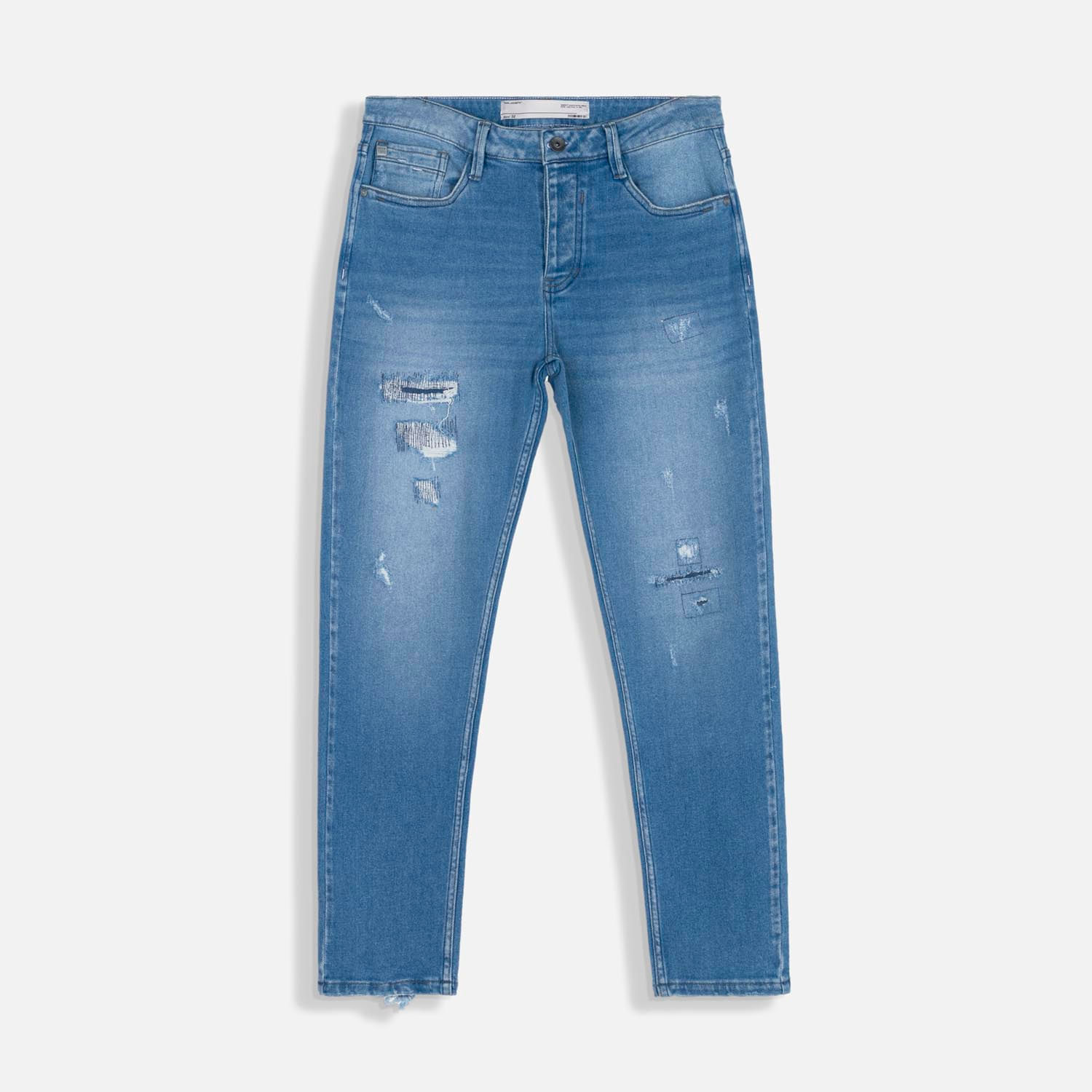 Jean Slim Color Azul Claro Para Hombre