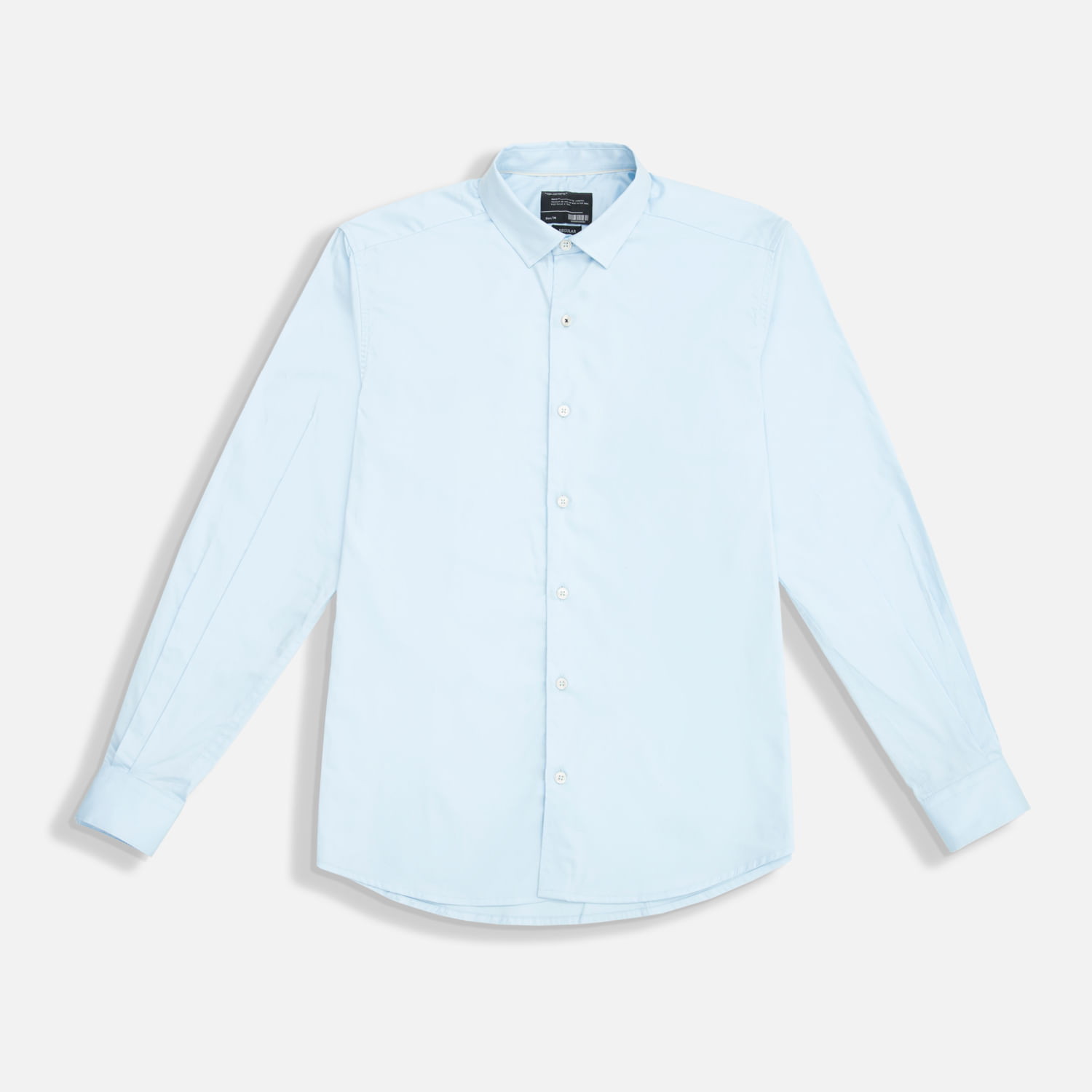 Camisa Manga Larga Color Azul Claro Para Hombre