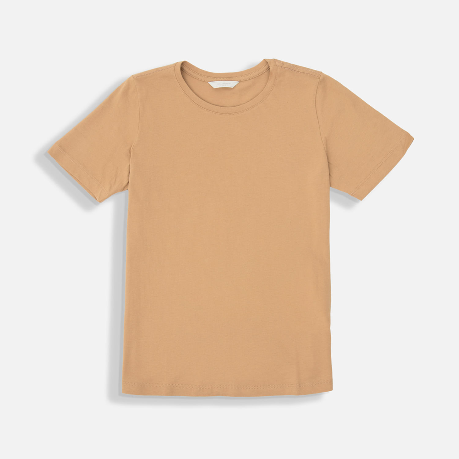 Camiseta Manga Corta Color Camel Claro Para Mujer