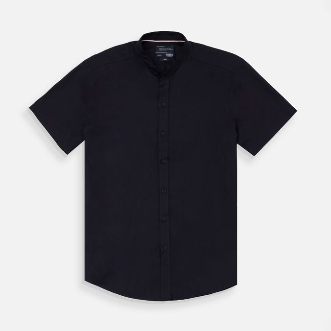 Camisa Manga Corta Color Negro Para Hombre