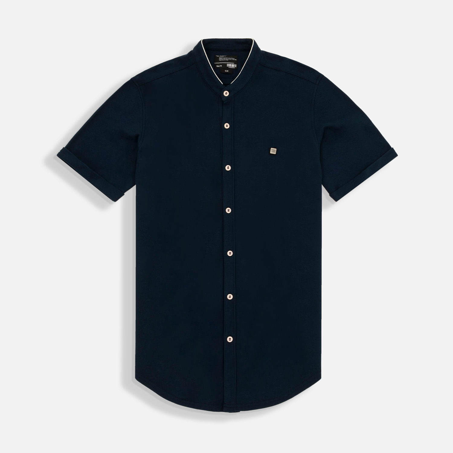 Camisa Manga Corta Color Azul Noche Para Hombre