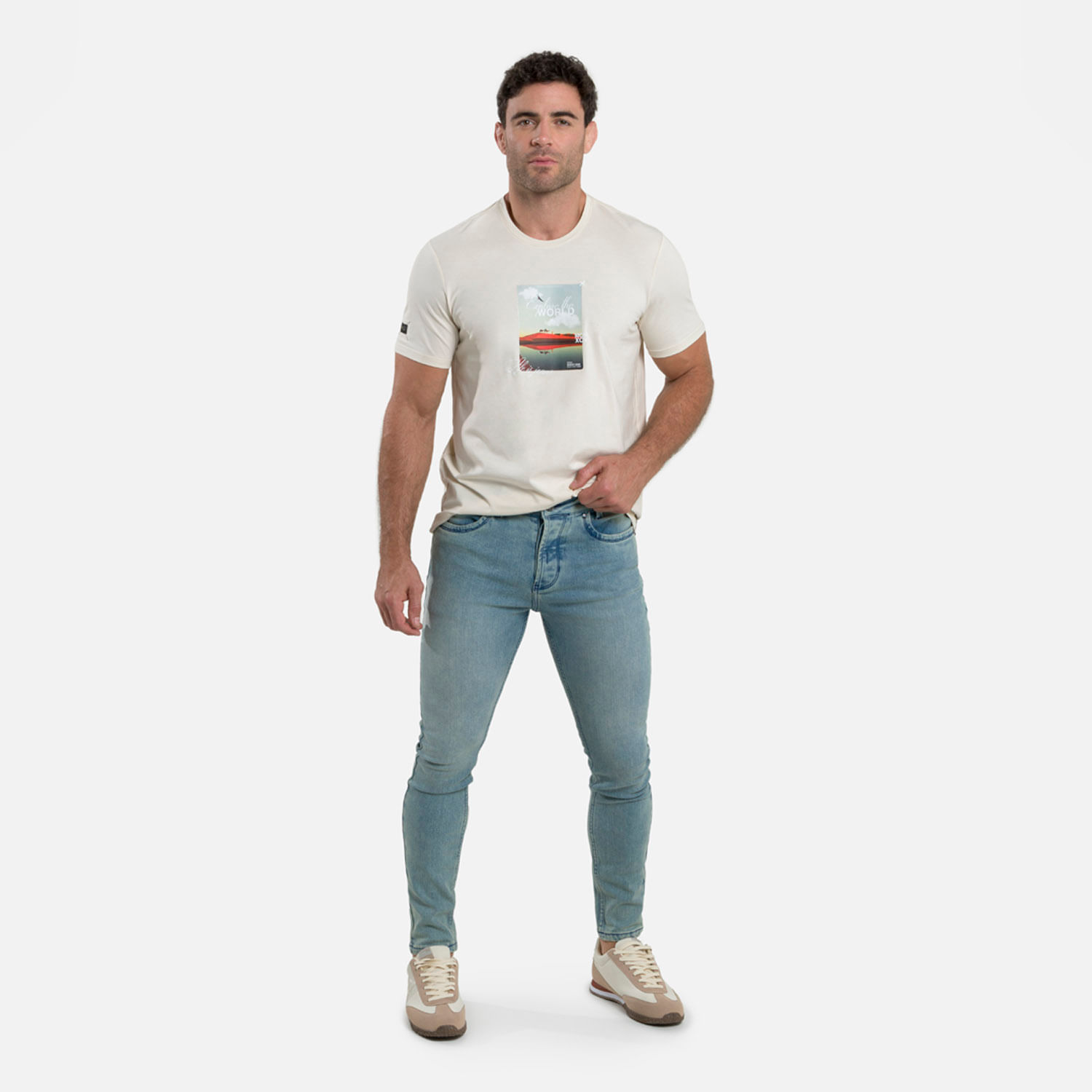 Jean Skinny Color Azul Claro Para Hombre