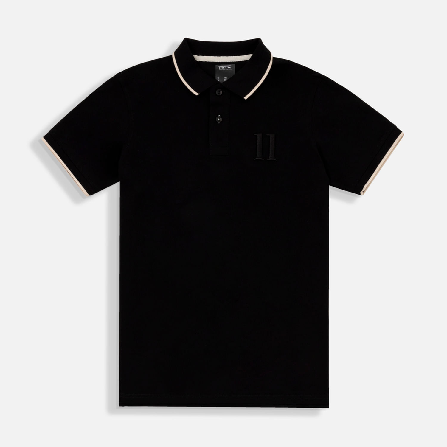Polo Manga Corta Color Negro-Ivory Marfil Para Hombre