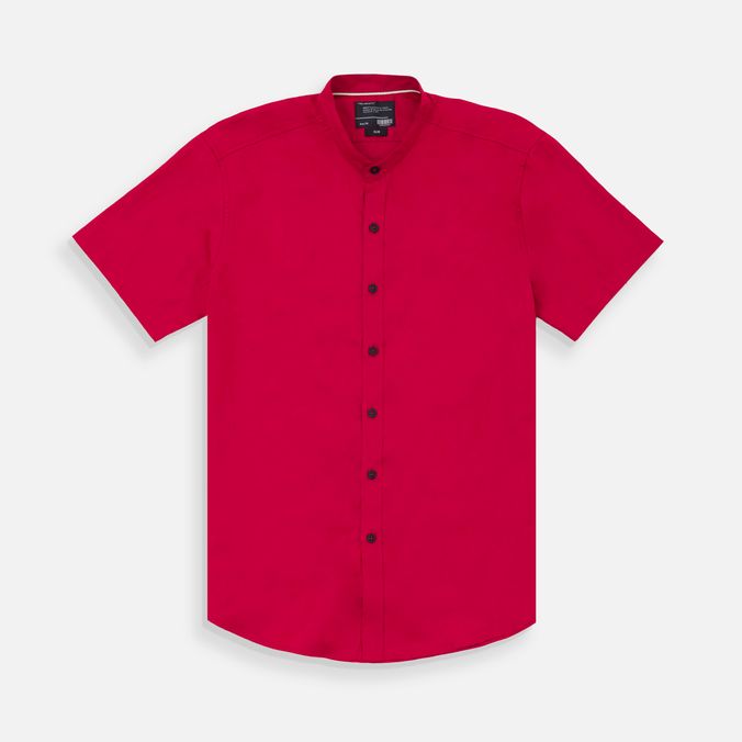 Camisa Manga Corta Color Rojo Piedra Para Hombre