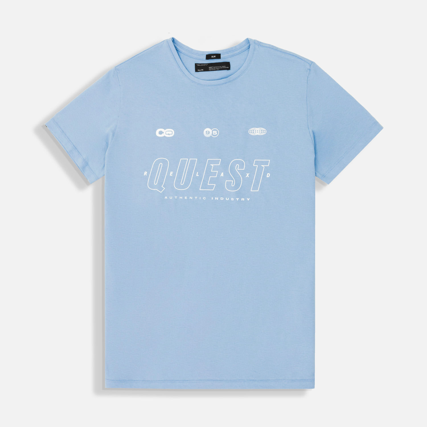 Camiseta Estampado Localizado Color Azul Chambray Para Hombre