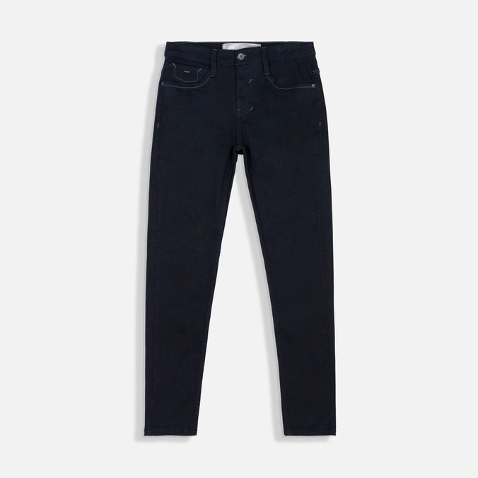 Jean Skinny Color Azul Oscuro Resinado Para Hombre