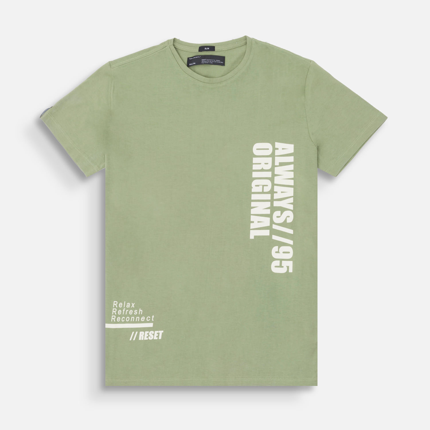 Camiseta Estampado Localizado Color Verde Oliva Medio Para Hombre