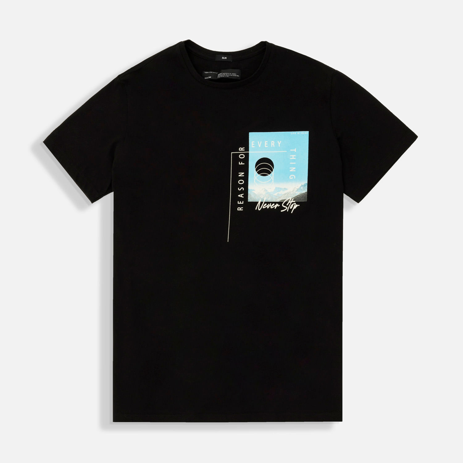 Camiseta Estampado Localizado Color Negro Para Hombre