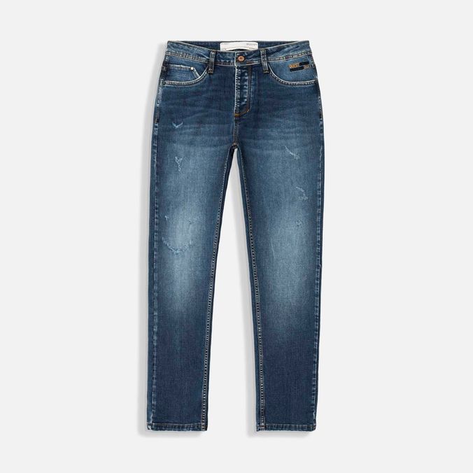 Jean Slim Color Azul Medio Para Hombre