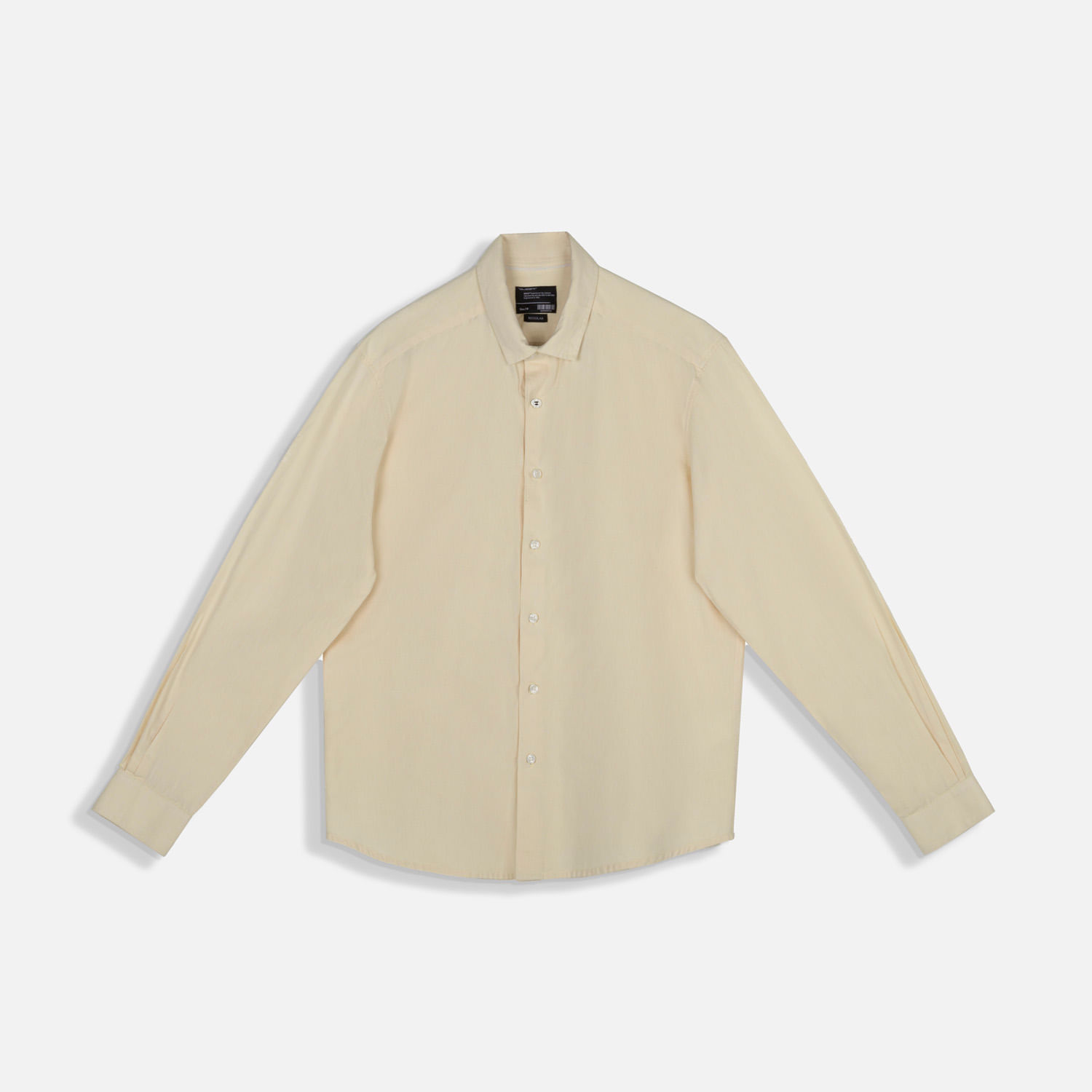 Camisa Manga Larga Color Amarillo Claro Para Hombre