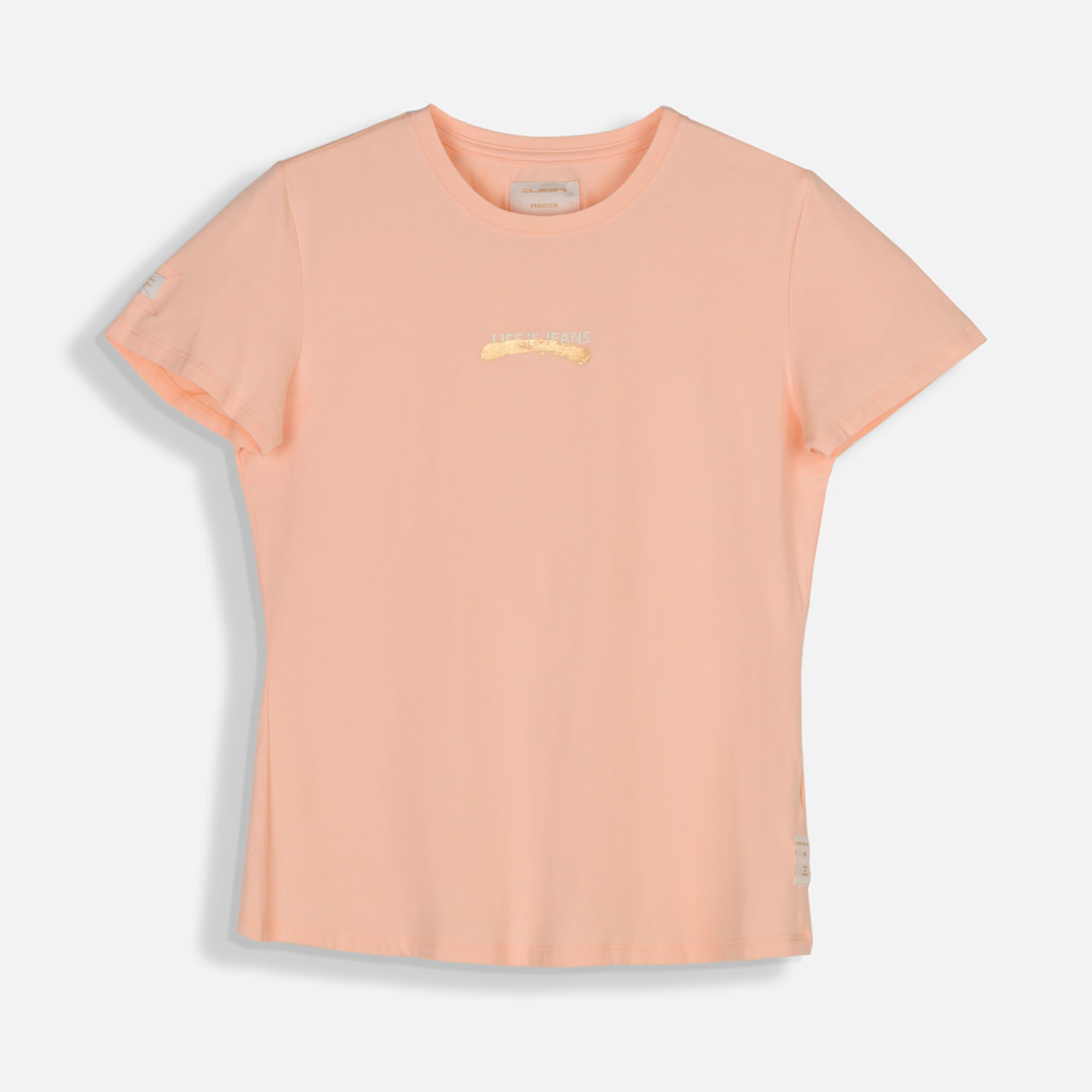 Camiseta Premium Manga Corta Color Peach Parfait Para Mujer