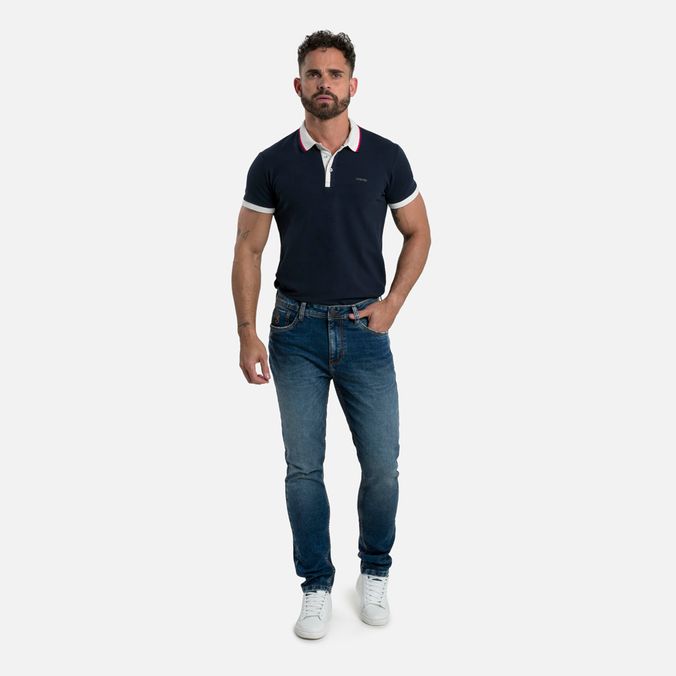 Jean Slim Color Azul Industry Para Hombre