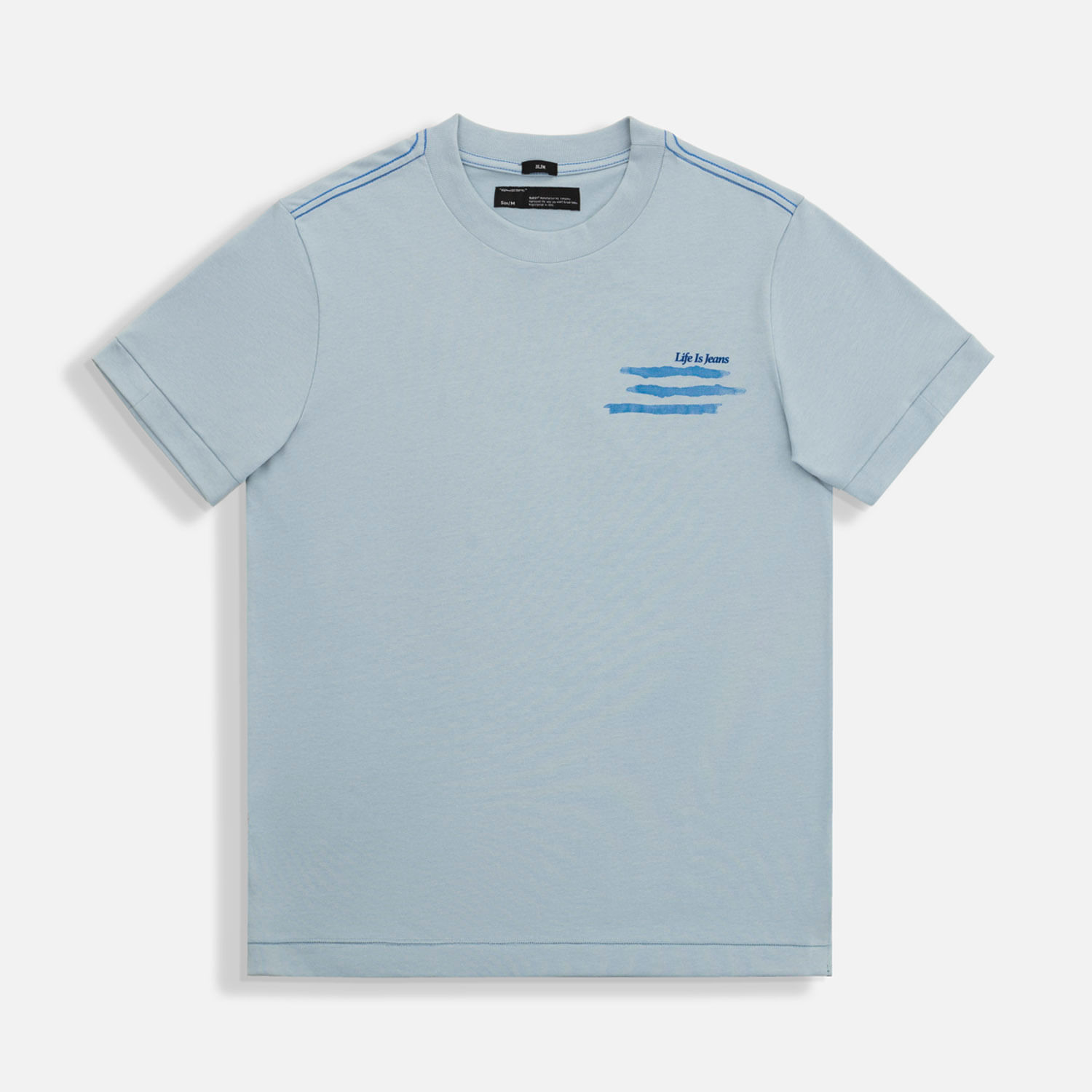 Camiseta Manga Corta Color Azul Niebla Para Hombre
