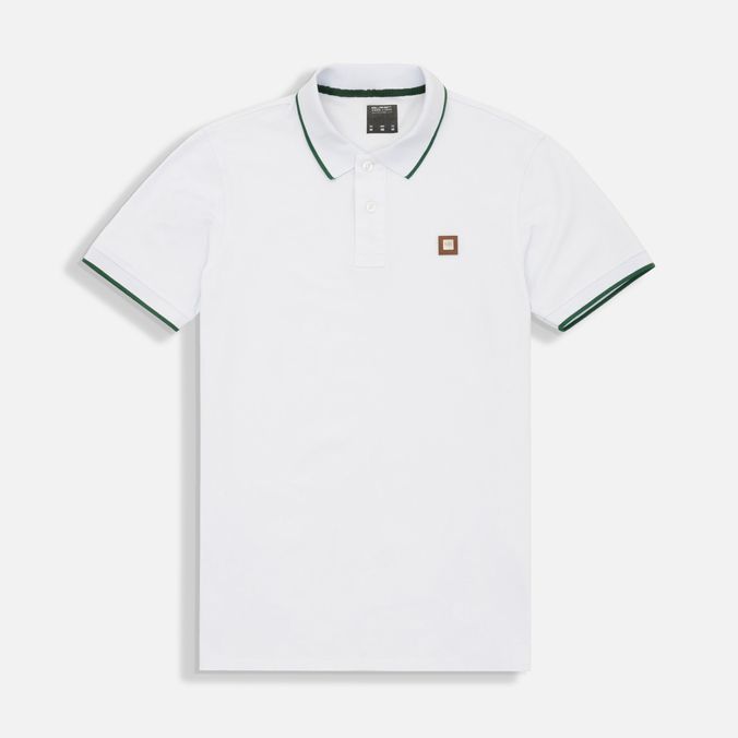 Polo Tipping Color Blanco-Verde Para Hombre