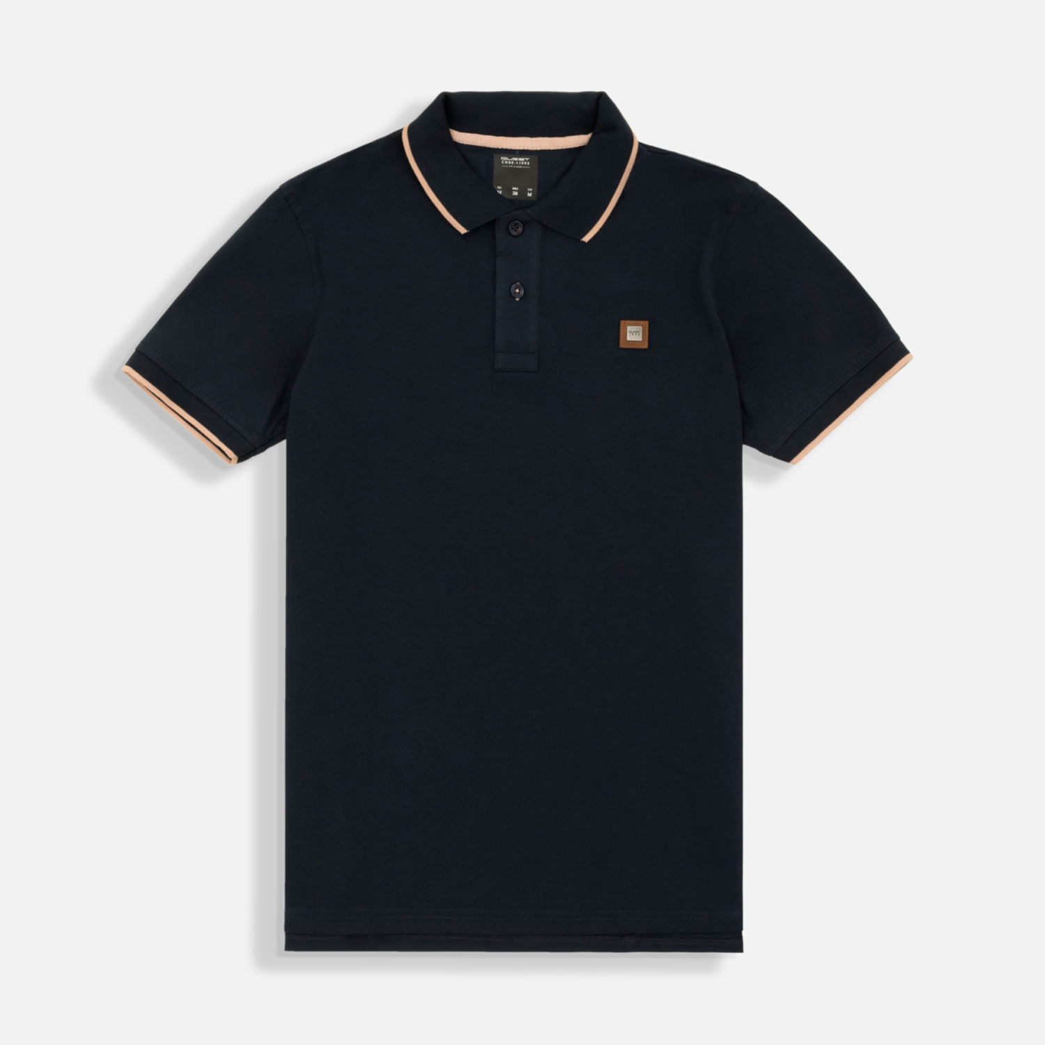 Polo Tipping Color Azul Noche-Warm Taupe Para Hombre