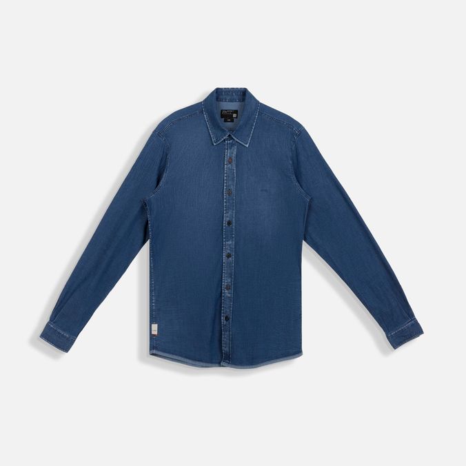 Camisa Manga Larga Color Azul Oscuro Para Hombre