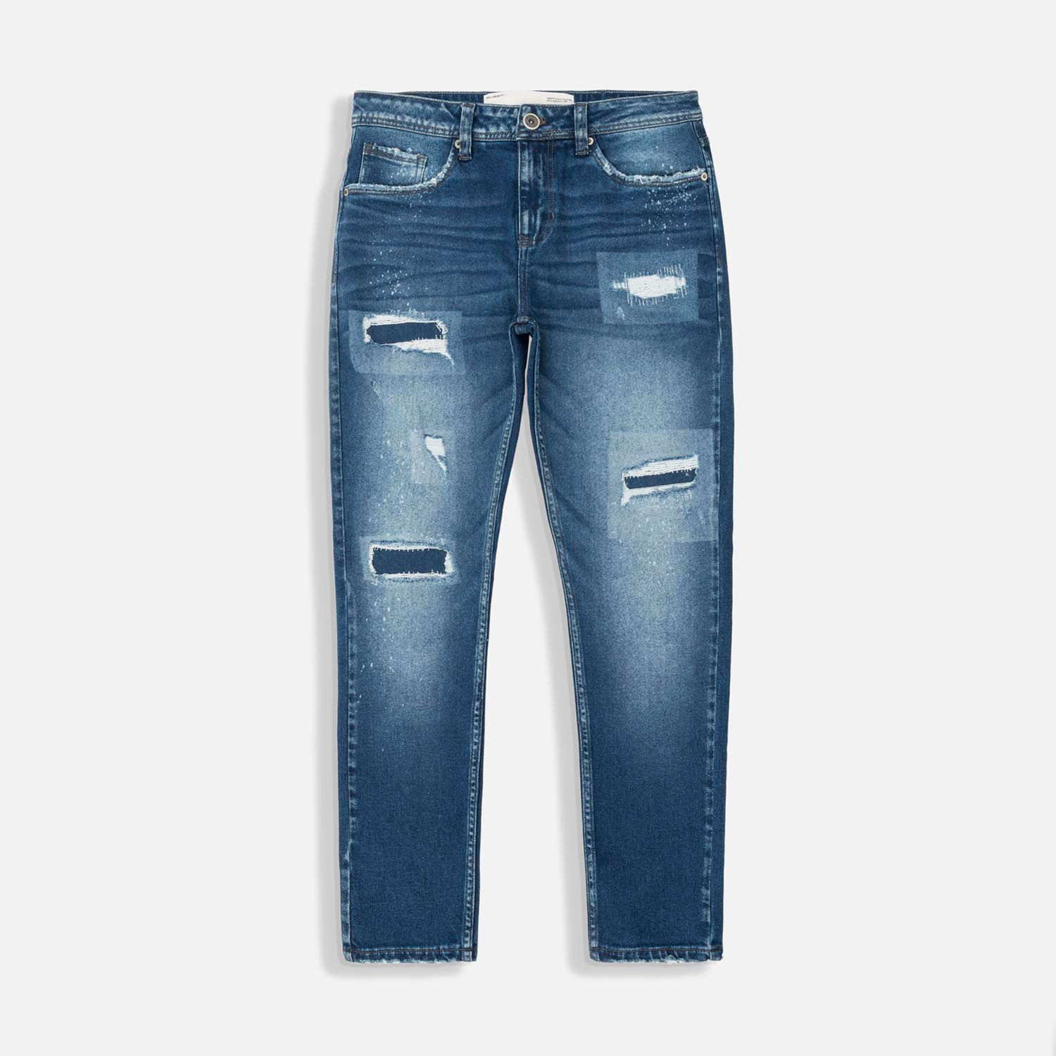 Jean Super Skinny Color Azul Medio Para Hombre