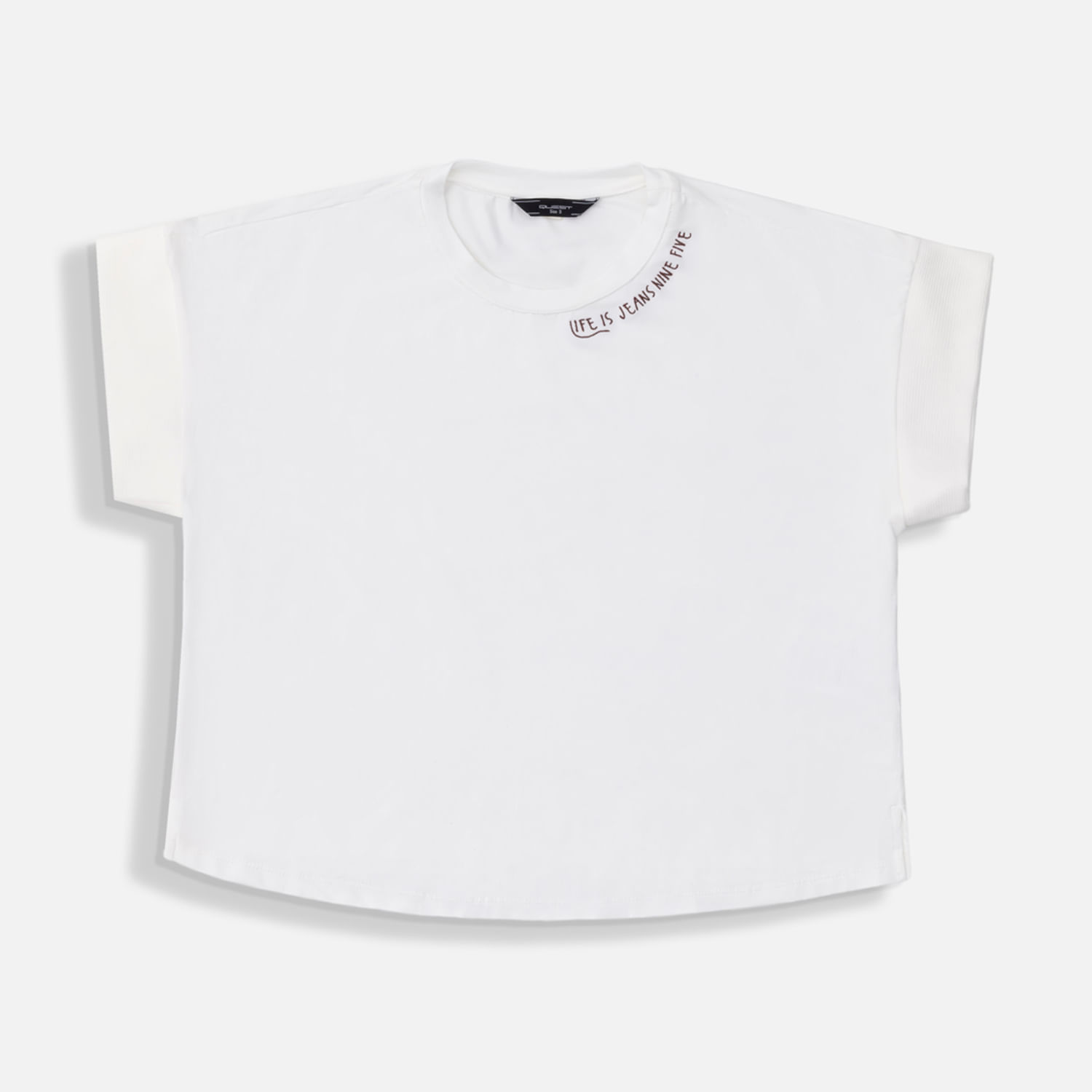Camiseta Manga Rodada Color Ivory Para Mujer