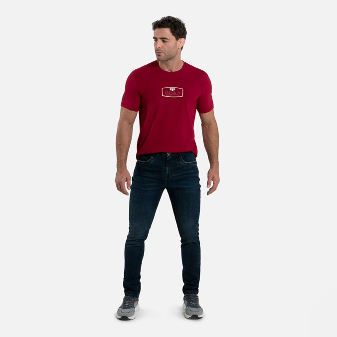 Jean Slim Color Azul Oscuro Para Hombre