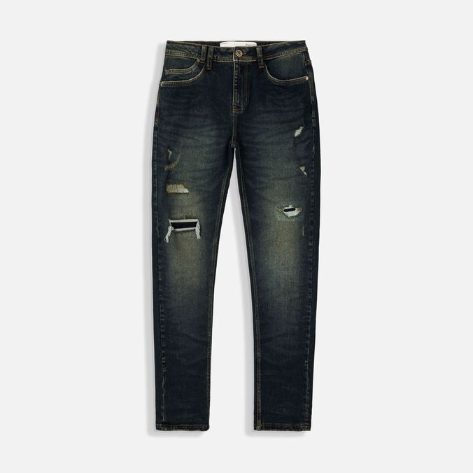Jean Slim Color Azul Oscuro Para Hombre