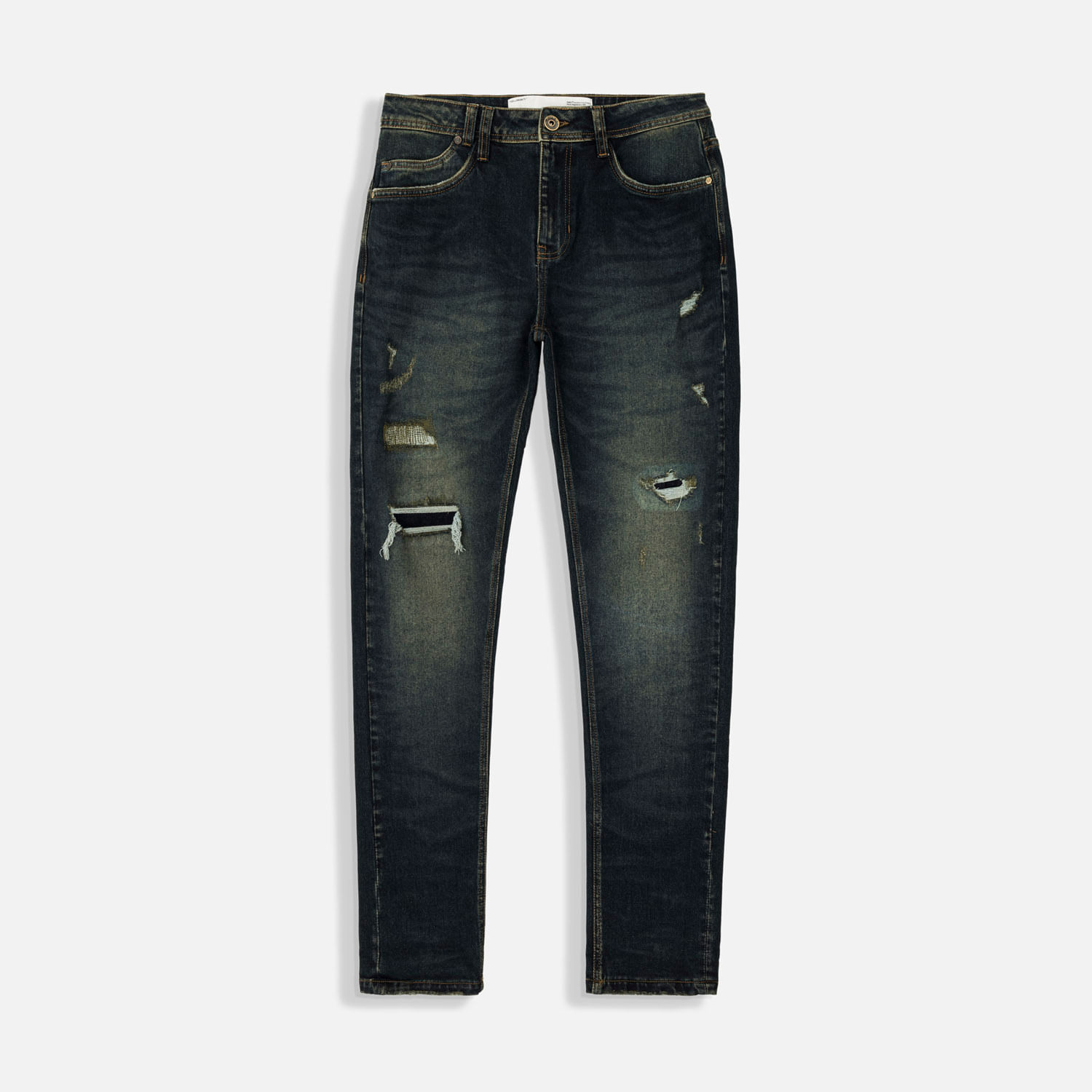 Jean Slim Color Azul Oscuro Para Hombre