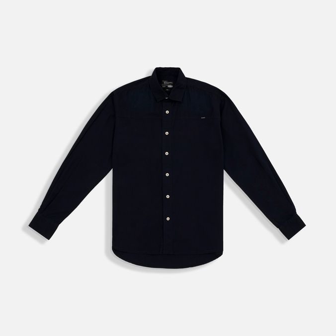 Camisa Manga Larga Color Azul Oscuro Indigo Para Hombre