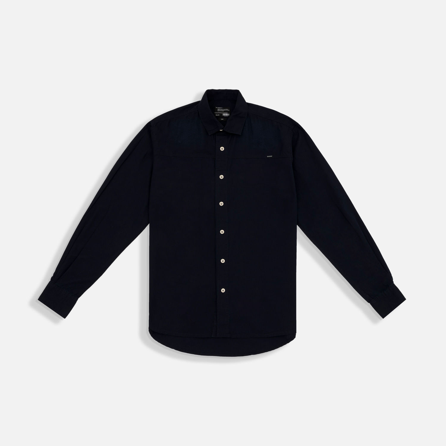 Camisa Manga Larga Color Azul Oscuro Indigo Para Hombre
