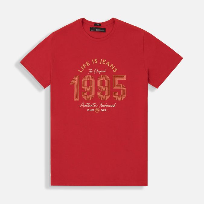 Camiseta Estampado Localizado Color Rojo Oscuro Para Hombre