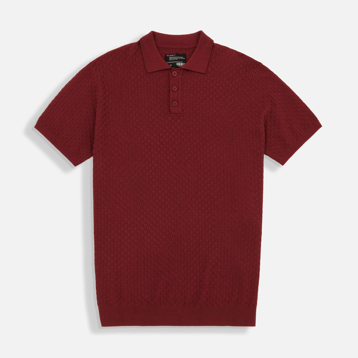 Polo Tejido Tricot Manga Corta Color Vino Tinto Para Hombre