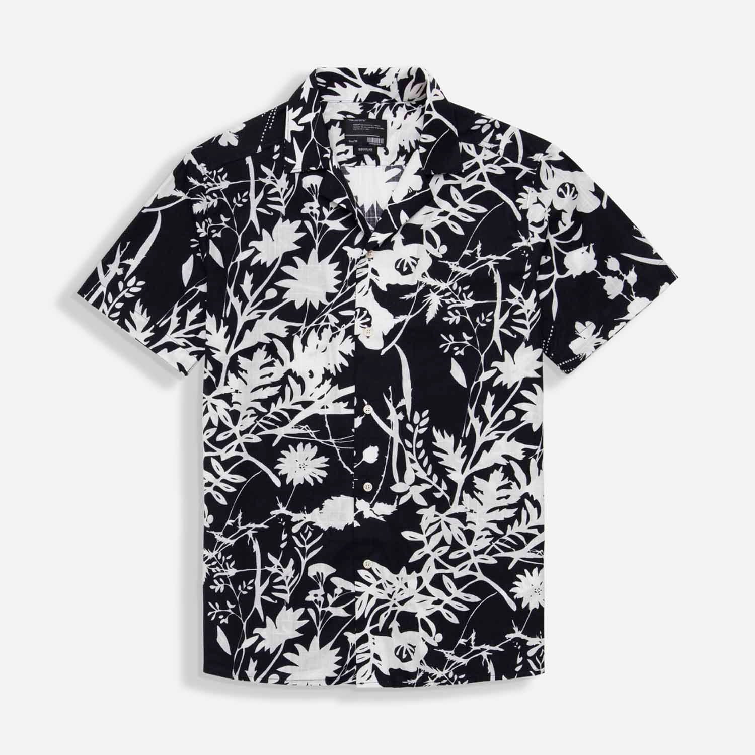 Camisa Manga Corta Color Negro Para Hombre
