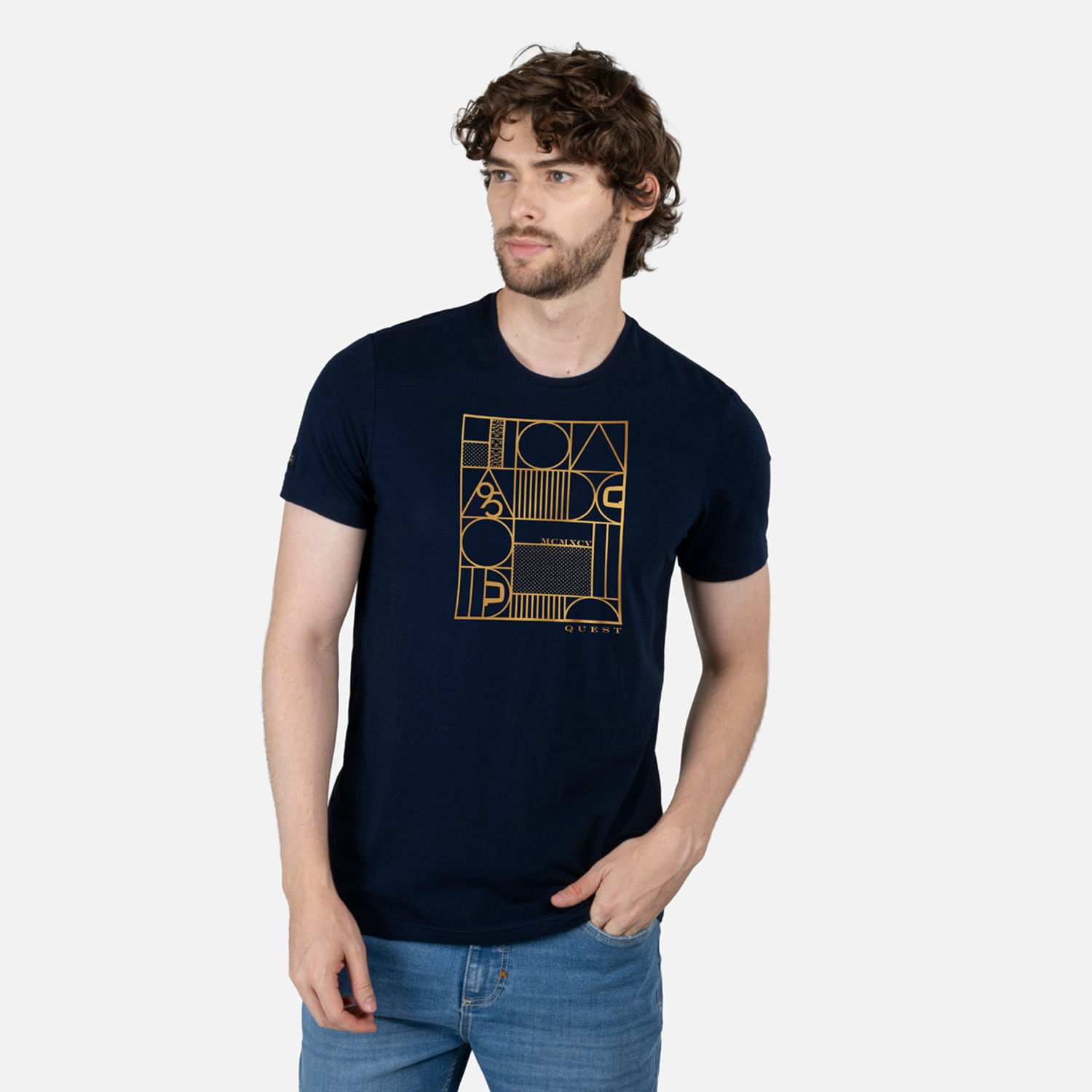 Camiseta Premium Manga Corta Color Azul Oscuro Para Hombre