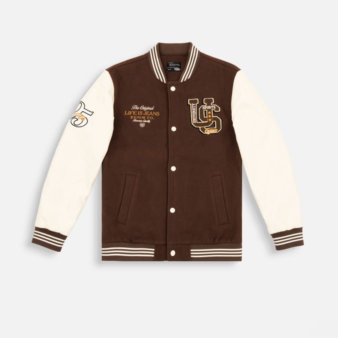Chaqueta Bomber Color Café Para Hombre