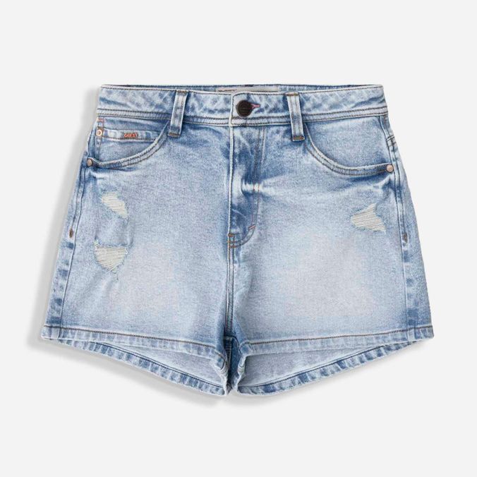 Short 5 Bolsillos Color Azul Claro Para Mujer
