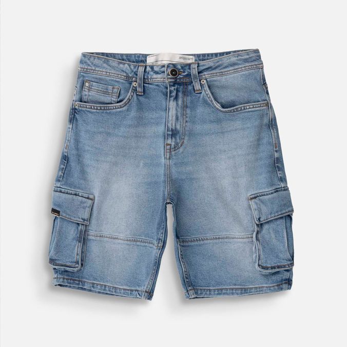 Bermuda Cargo Color Azul Claro Para Hombre